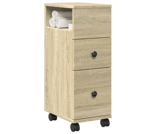 Kitsas Vannitoakapp Ratastega, Sonoma Tamm, Tehispuit