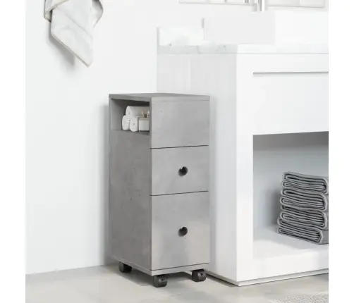 Vonios Kambario Spintelė Su Ratukais, Betono, Apdirbta Mediena