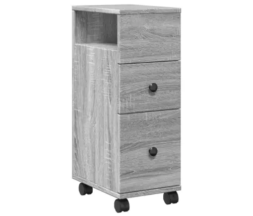 Šaurs Vannasistabas Skapis Ar Riteņiem, Pelēka Koka Krāsa Vidaxl