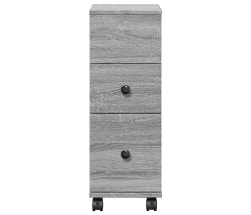 Šaurs Vannasistabas Skapis Ar Riteņiem, Pelēka Koka Krāsa Vidaxl