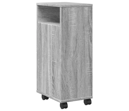 Šaurs Vannasistabas Skapis Ar Riteņiem, Pelēka Koka Krāsa Vidaxl