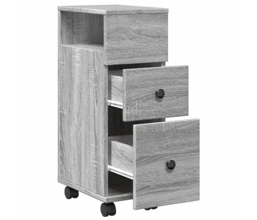 Šaurs Vannasistabas Skapis Ar Riteņiem, Pelēka Koka Krāsa Vidaxl