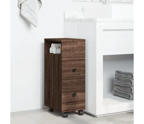 Kitsas Vannitoakapp Ratastega, Pruun Tamm, Tehispuit