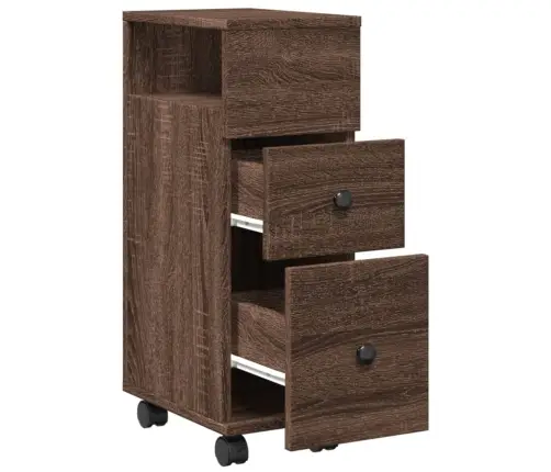 Kitsas Vannitoakapp Ratastega, Pruun Tamm, Tehispuit