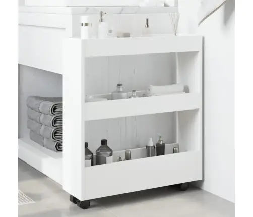 Šauri Glabāšanas Ratiņi, 3 Līmeņi, Balti, Inženierijas Koks Vidaxl