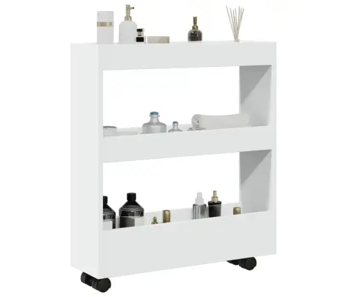 Šauri Glabāšanas Ratiņi, 3 Līmeņi, Balti, Inženierijas Koks Vidaxl