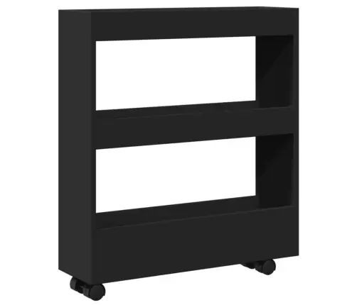 Šauri Glabāšanas Ratiņi, 3 Līmeņi, Melni, Konstruēts Koks Vidaxl