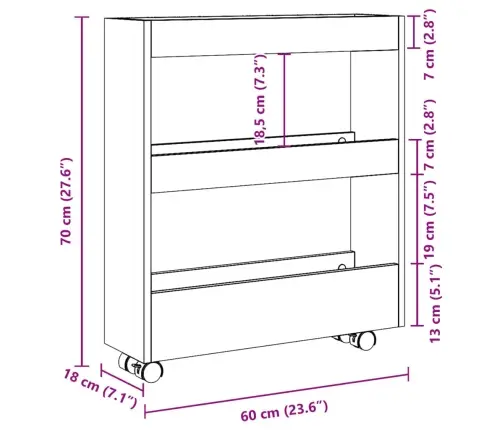 Šauri Glabāšanas Ratiņi 3 Līmeņi Betona Pelēkā Konstruēts Koks Vidaxl