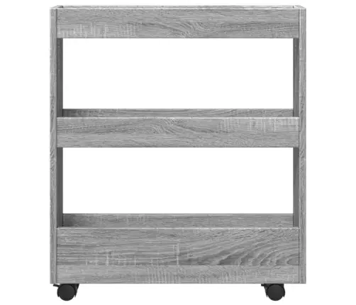 Siauras Vežimėlis Daiktams, 3 Aukštų, Pilkas Ąžuolo, Mediena