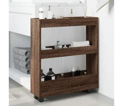 Šauri Glabāšanas Ratiņi, 3 Līmeņi, Ozolkoka, Konstruēts Koks Vidaxl