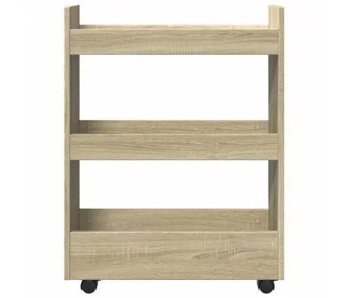 Šauri Glabāšanas Ratiņi, 3 Līmeņi, Ozola, Konstruēts Koks Vidaxl