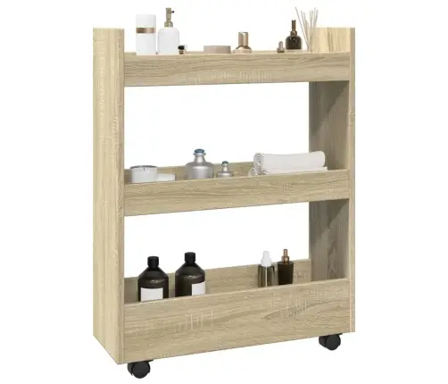 Šauri Glabāšanas Ratiņi, 3 Līmeņi, Ozola, Konstruēts Koks Vidaxl