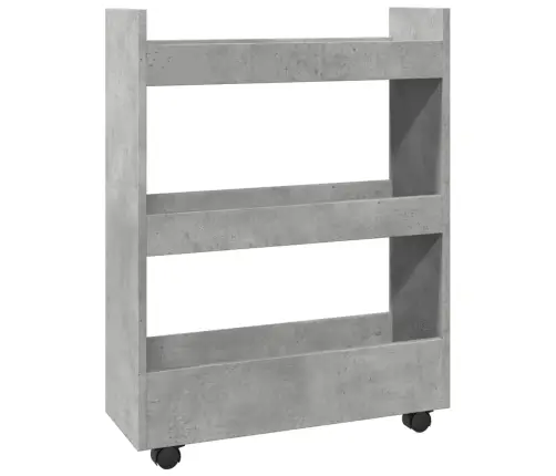 Siauras Vežimėlis Daiktams, 3 Aukštų, Betono, Apdirbta Mediena