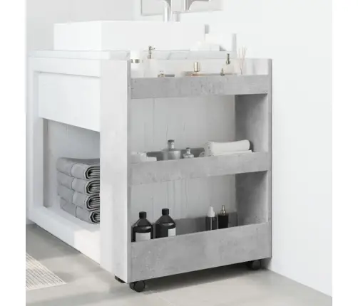 Siauras Vežimėlis Daiktams, 3 Aukštų, Betono, Apdirbta Mediena