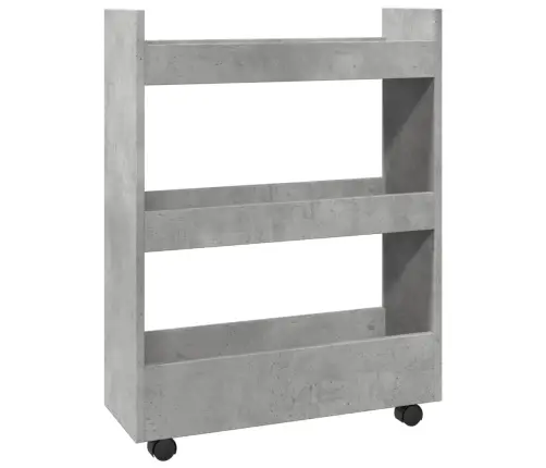 Siauras Vežimėlis Daiktams, 3 Aukštų, Betono, Apdirbta Mediena