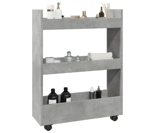 Siauras Vežimėlis Daiktams, 3 Aukštų, Betono, Apdirbta Mediena