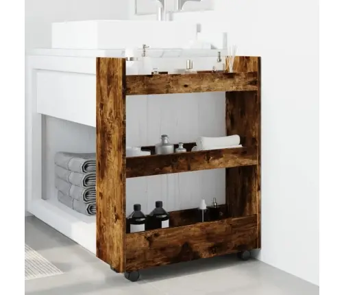 Šauri Glabāšanas Ratiņi, 3 Līmeņi, Ozola, Konstruēts Koks Vidaxl