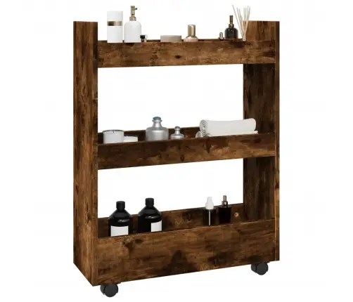 Šauri Glabāšanas Ratiņi, 3 Līmeņi, Ozola, Konstruēts Koks Vidaxl