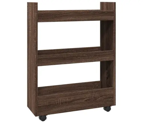 Šauri Glabāšanas Ratiņi, 3 Līmeņi, Ozolkoka, Konstruēts Koks Vidaxl