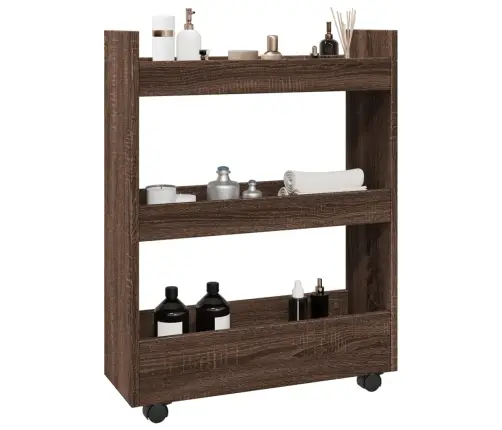 Šauri Glabāšanas Ratiņi, 3 Līmeņi, Ozolkoka, Konstruēts Koks Vidaxl