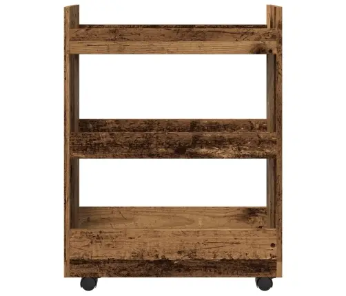 Šauri Glabāšanas Ratiņi, 3 Līmeņi, Veca Koka, Konstruēts Koks Vidaxl