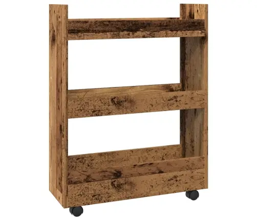 Šauri Glabāšanas Ratiņi, 3 Līmeņi, Veca Koka, Konstruēts Koks Vidaxl