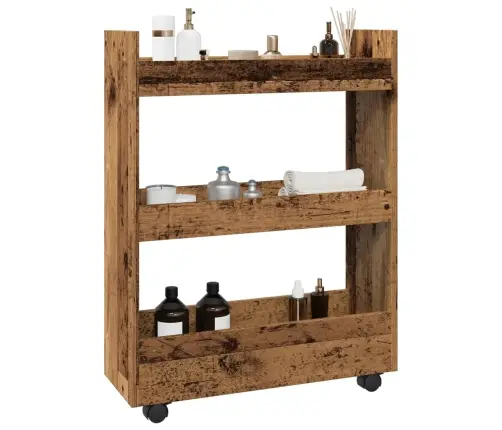 Šauri Glabāšanas Ratiņi, 3 Līmeņi, Veca Koka, Konstruēts Koks Vidaxl