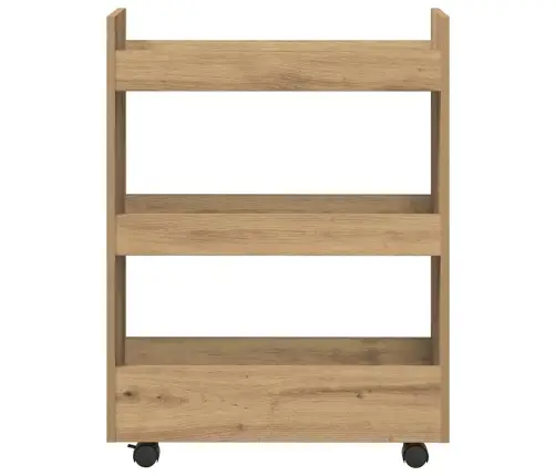 Siauras Vežimėlis Daiktams, 3 Aukštų, Artisano Ąžuolo, Mediena