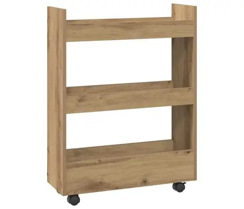Siauras Vežimėlis Daiktams, 3 Aukštų, Artisano Ąžuolo, Mediena