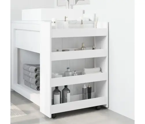 Šauri Glabāšanas Ratiņi, 4 Līmeņi, Balti, Konstruēts Koks Vidaxl