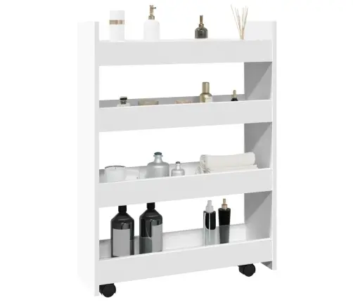 Šauri Glabāšanas Ratiņi, 4 Līmeņi, Balti, Konstruēts Koks Vidaxl