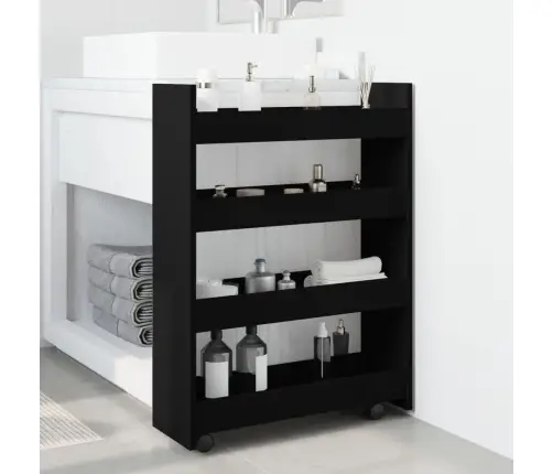 Šauri Glabāšanas Ratiņi, 4 Līmeņi, Melni, Konstruēts Koks Vidaxl