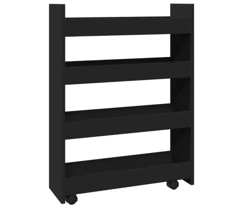 Šauri Glabāšanas Ratiņi, 4 Līmeņi, Melni, Konstruēts Koks Vidaxl