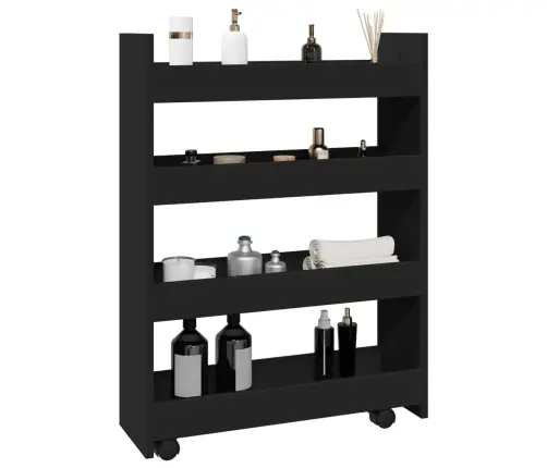 Šauri Glabāšanas Ratiņi, 4 Līmeņi, Melni, Konstruēts Koks Vidaxl