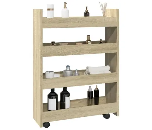 Šauri Glabāšanas Ratiņi, 4 Līmeņi, Ozola, Konstruēts Koks Vidaxl