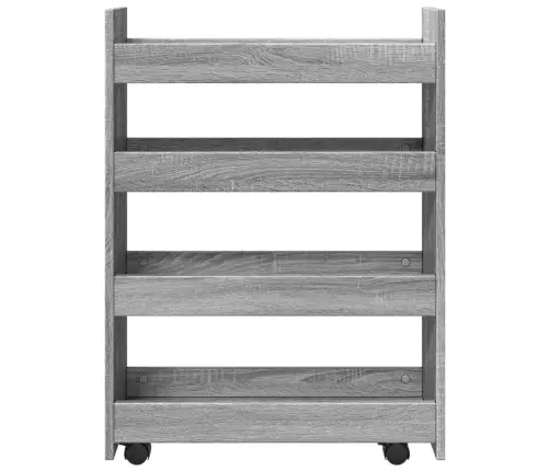 Siauras Vežimėlis Daiktams, 4 Aukštų, Pilkas Ąžuolo, Mediena