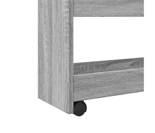 Siauras Vežimėlis Daiktams, 4 Aukštų, Pilkas Ąžuolo, Mediena
