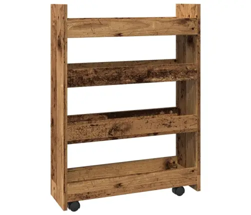 Šauri Glabāšanas Ratiņi, 4 Līmeņi, Veca Koka, Konstruēts Koks Vidaxl