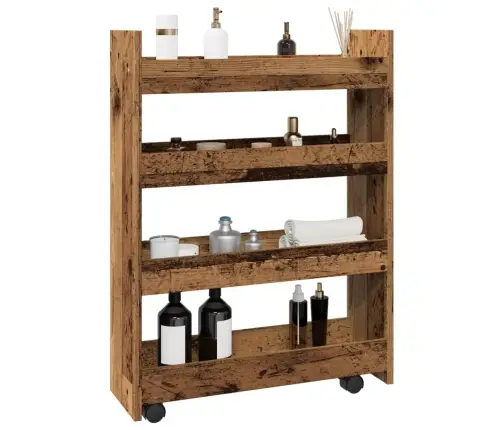 Šauri Glabāšanas Ratiņi, 4 Līmeņi, Veca Koka, Konstruēts Koks Vidaxl