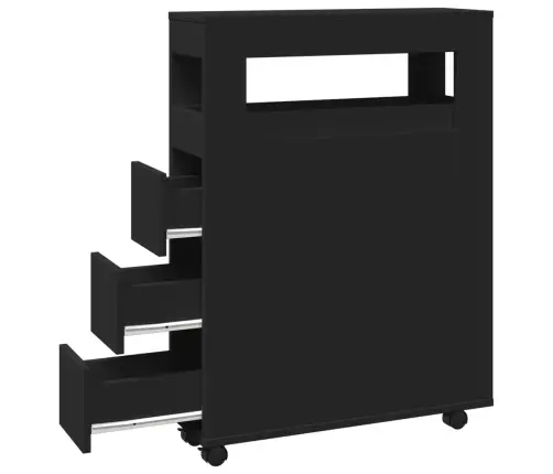 Kitsas Vannitoakapp Ratastega, Must, Tehispuit