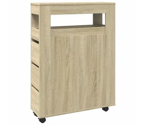 Kitsas Vannitoakapp Ratastega, Sonoma Tamm, Tehispuit