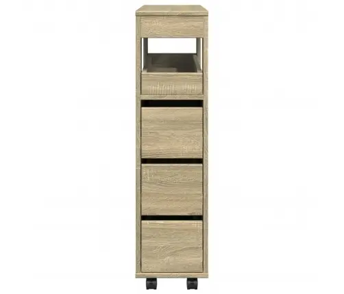 Kitsas Vannitoakapp Ratastega, Sonoma Tamm, Tehispuit