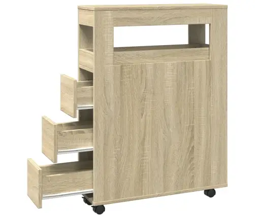 Kitsas Vannitoakapp Ratastega, Sonoma Tamm, Tehispuit