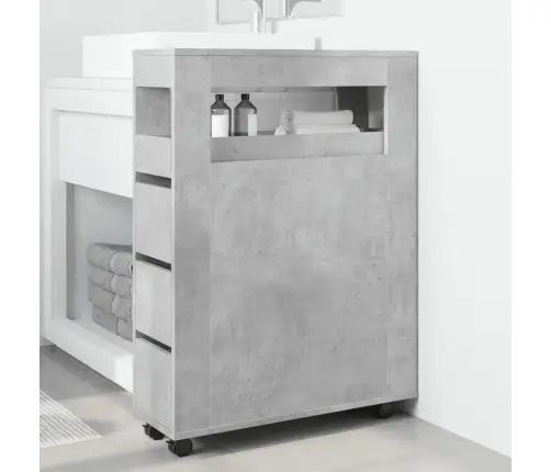 Kitsas Vannitoakapp Ratastega, Betoonhall, Tehispuit