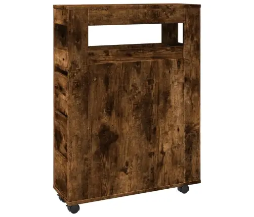 Šaurs Vannasistabas Skapis Ar Riteņiem, Ozolkoka Krāsa Vidaxl