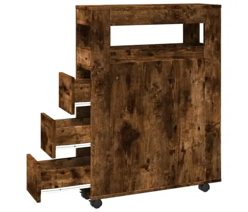 Šaurs Vannasistabas Skapis Ar Riteņiem, Ozolkoka Krāsa Vidaxl