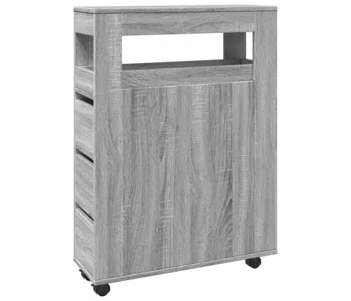 Kitsas Vannitoakapp Ratastega, Hall Sonoma Tamm, Tehispuit