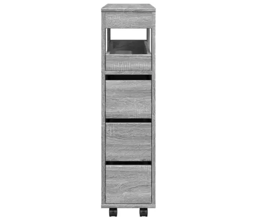 Kitsas Vannitoakapp Ratastega, Hall Sonoma Tamm, Tehispuit