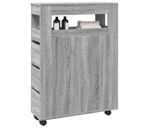 Kitsas Vannitoakapp Ratastega, Hall Sonoma Tamm, Tehispuit