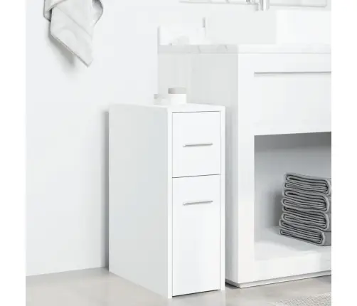 Kitsas Vannitoa Kummut Ratastega, Valge, Tehispuit